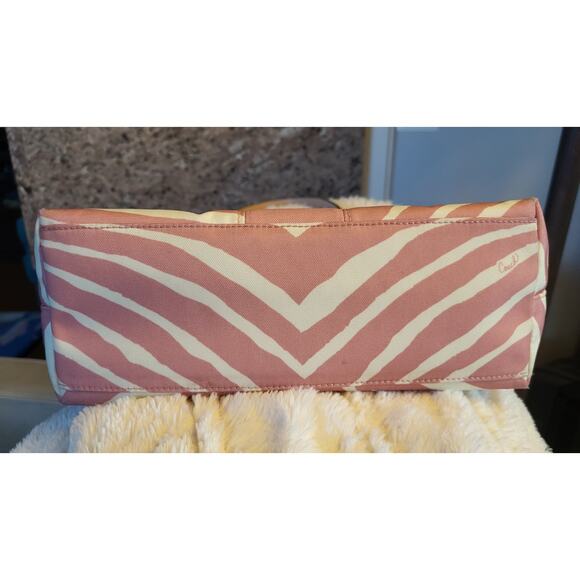 Coach Zebra Stripe Tote Shoulder Bag L1380-F23283 Pink Tan - Picture 6 of 16
